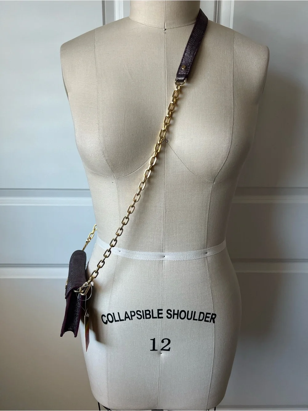 New Tory Burch Envelope Crossbody Bag in Dark Plum with Gold Chain